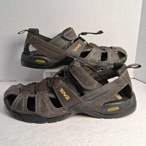 Teva Men's Sz 11 Brown Leather Sport Sandal‎ Water Ready Walking Shoes READ
